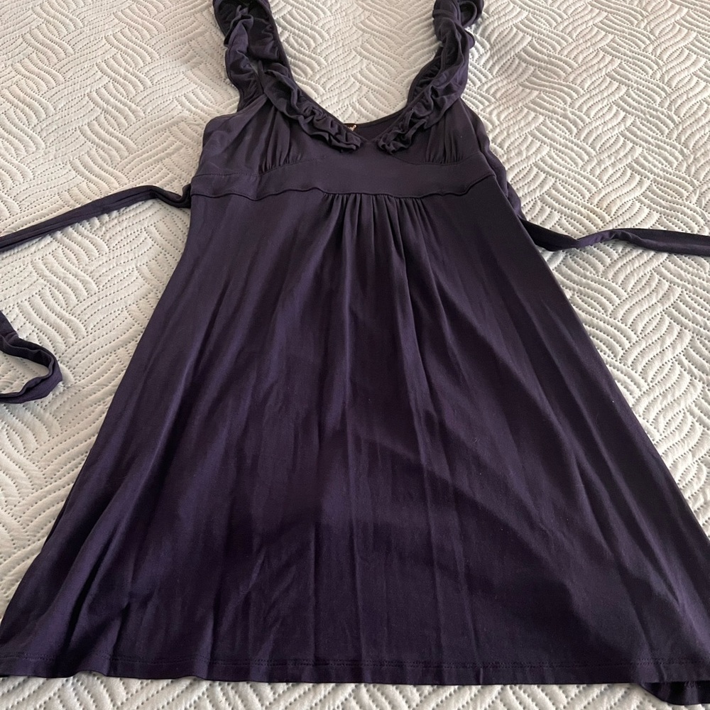 Blue ruffle top mini dress. Can easily use as a long blouse with jeans.
